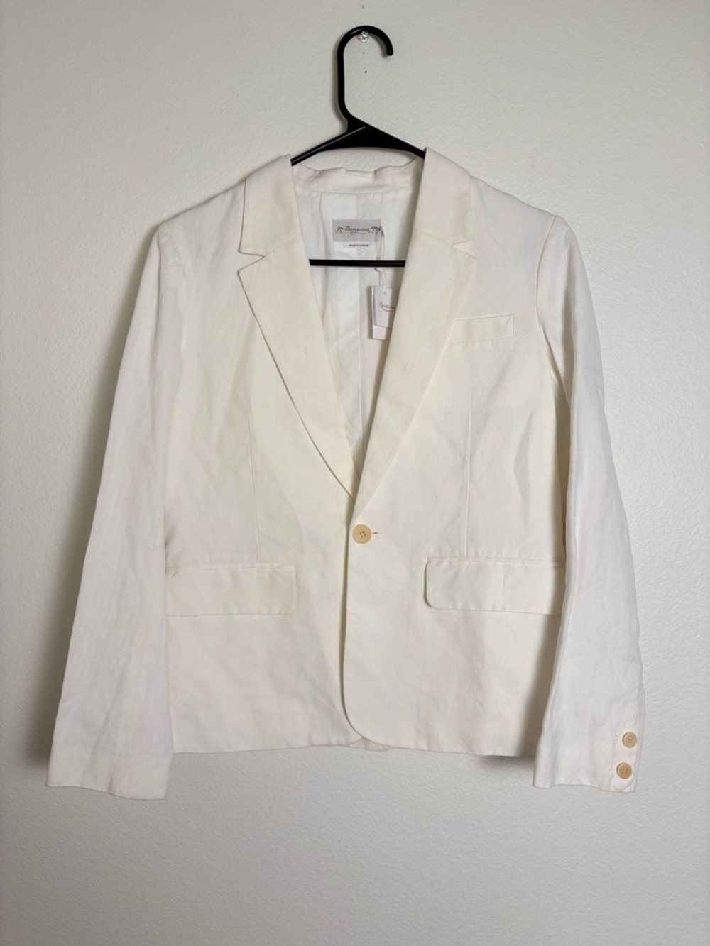 Bonpoint Boys Aristide Linen Blend Suit Jacket In Off White/ Cream Size 14A